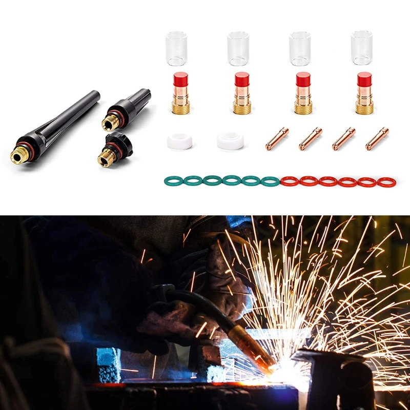 

23pcs/set Pyrex TIG Welding Torch Gas Lens #10 Pyrex Cup Kit for Tig WP-17-26