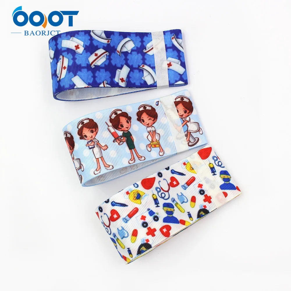 1-1/2 &quot5 ярдов медсестры доктор Печать Grosgrain ленты DIY ручной работы ребенок Бант