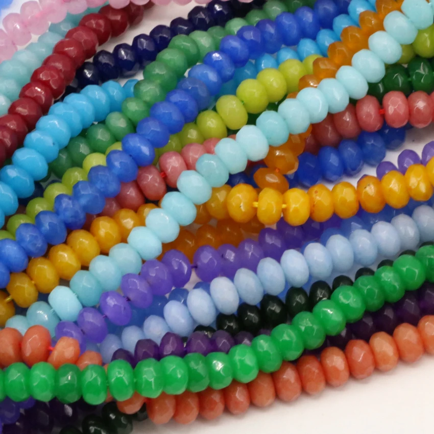 

14 Style Multicolor Stone chalcedony jades 5x8mm Faceted Rondelle Abacus Loose Beads Diy Jewelry Making Findings 15inch B149