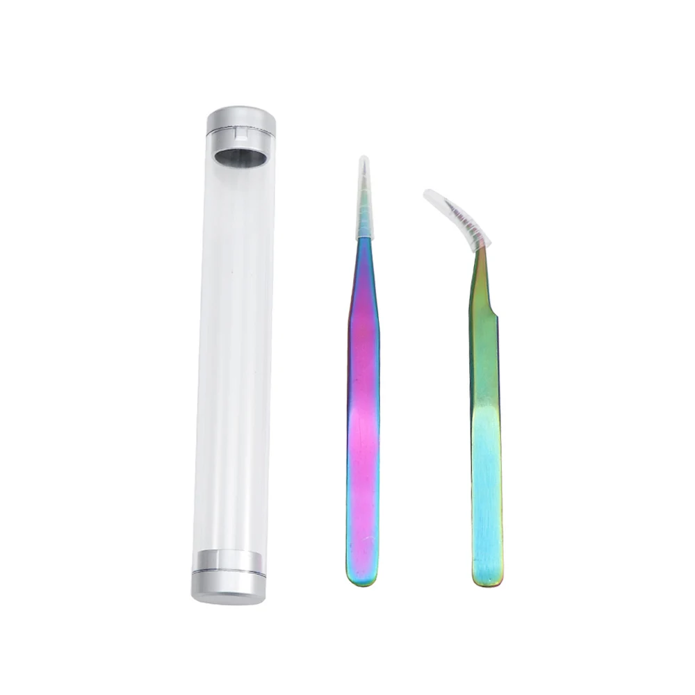 Антистатические изогнутые прямые пинцеты из нержавеющей стали радужного цвета