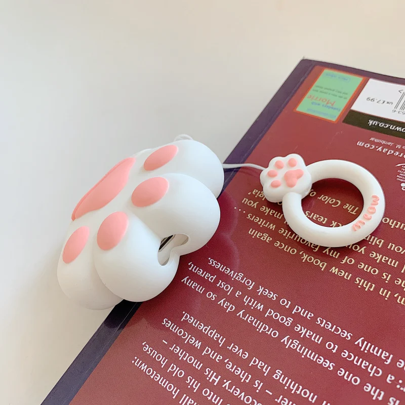 Cute cartoon cat pad earhphone Case For airpods Bluetooth headset shell Interesting headphone cover 3D silicone soft | Электроника