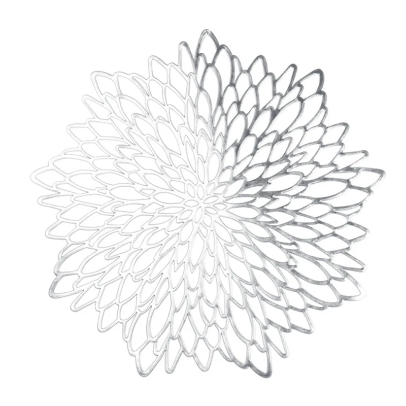 

6PCS PVC Placemat for Dining Table Hollow Pad Coaster Pads Table Bowl Mats
