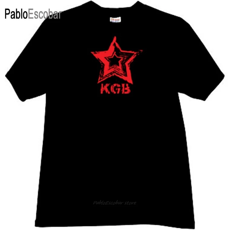 Мужская футболка хлопковая брендовые Топы KGB красная звезда CCCP русская секретная