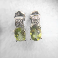 kjjeaxcmy boutique jewelry 925 sterling silver natural peridot female earrings cut face mini support detection
