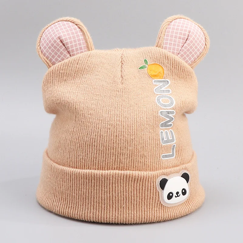 100% хлопковая милая детская шапка с пандой для малыша вязаные теплые детские