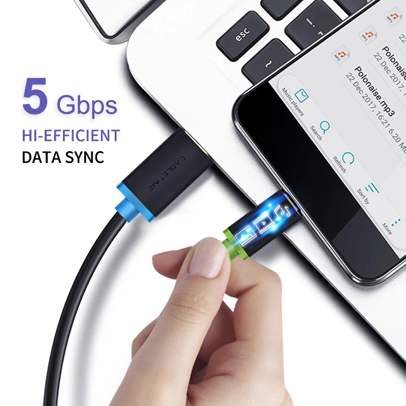 

Cabletime USB Type C Cable USB 3.0 Type-C 3.1 Fast Charging Sync Data Cable 3A for Samsung Galaxy S9 Note 8 9 Huawei laptop N039