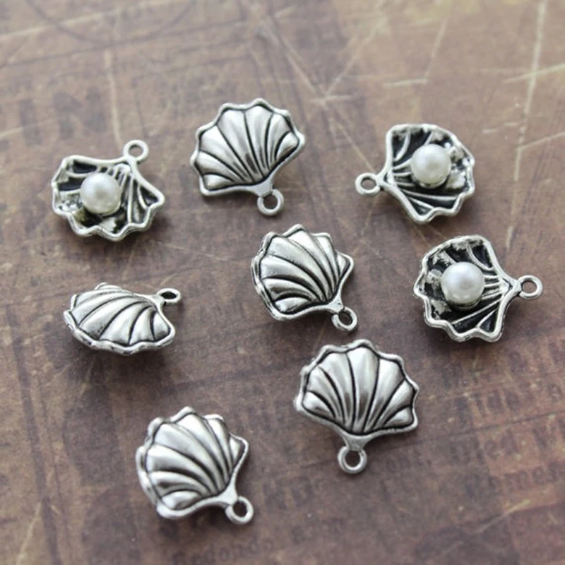 10/20 шт. Сделай Сам античный серебряный жемчуг в Ракушке ракушки Подвески морские