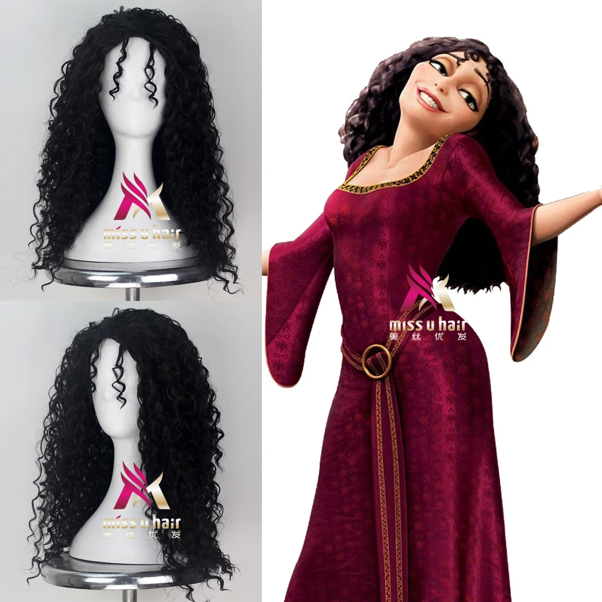 

Парик принцессы из аниме «Хэллоуин», милая спутанная ведьма годуо, для косплея, черный, серебристый, пудра, белый, длинный