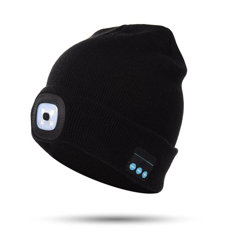 

Bluetooth Beanie Hat with LED Headlight Lighted Beanie Cap Rechargeable with Wireless Bluetooth Winter Warm Knit Hat PR Sale