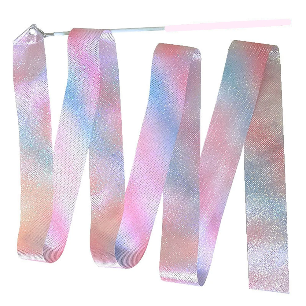 

2m Flashing Glitter Dance Ribbon Rhythmic Art Gymnastics Ballet Twirling Rod Stick Kid Sport Training Accessory