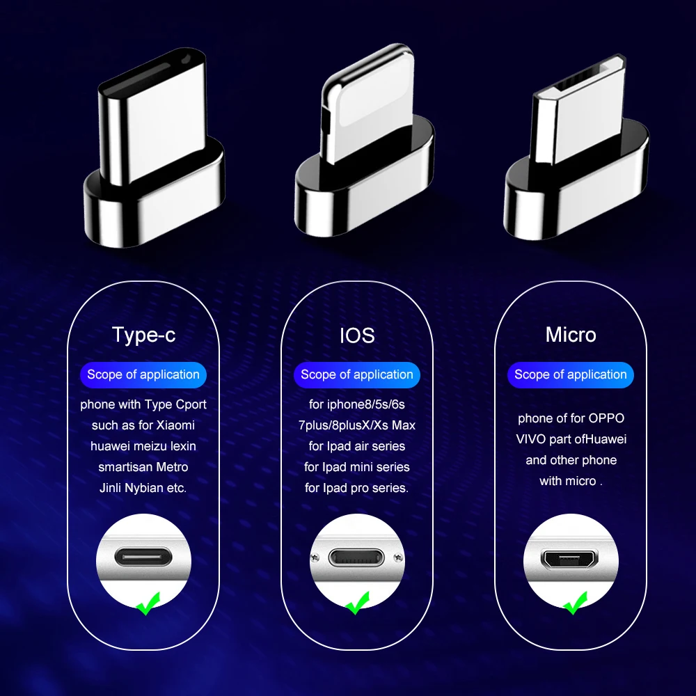 Магнитный кабель Swalle 3 в 1 для быстрой зарядки 2A Магнитный Micro usb type C кабель с многофункциональным адаптером Пылезащитная заглушка