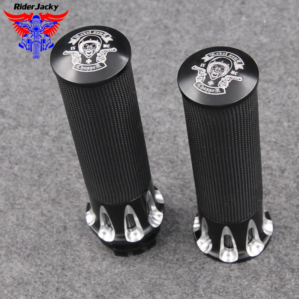 

1" Two-guns Skull Motorcycle Aluminum Hand Grip For Harley Sportster XL 883 1200 Touring Dyna Softail Fatboy Night Train XR