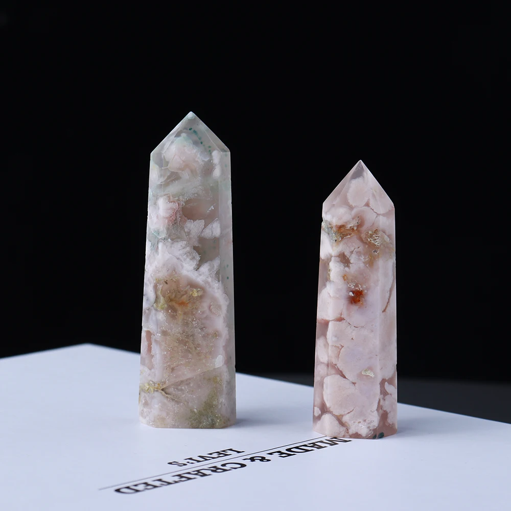 5-8cm Natural Pink Quartz Tower Sakura Agate Crystal Point Energy Stone Reiki Women Gift Home Decorate | Дом и сад