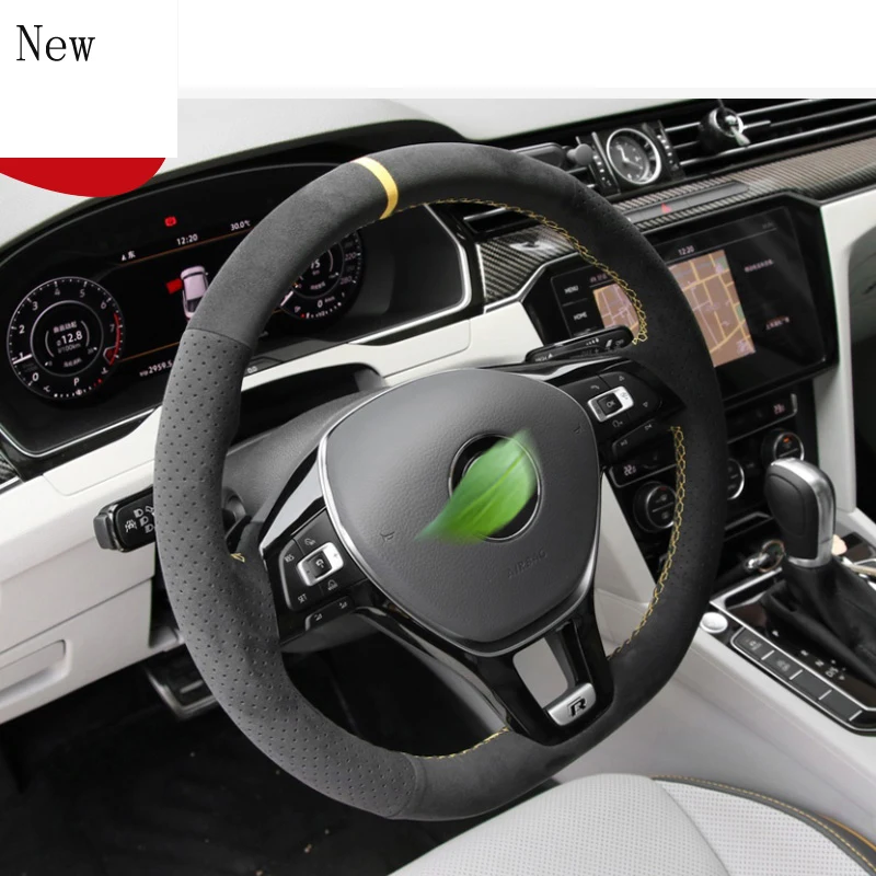 

For Peugeot 308 4008 408 301 3008 5008 High-quality Customized Hand-Stitched Suede Car Steering Wheel Cover Set Accessories