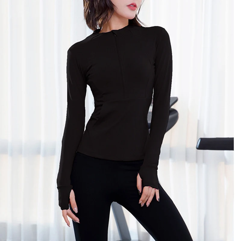 

Sexy Hollow Out Back Cross Shirts Women Long Sleeve Yoga Top Workout Fitness Crop Tops With Chest Pad Training Clothing Female