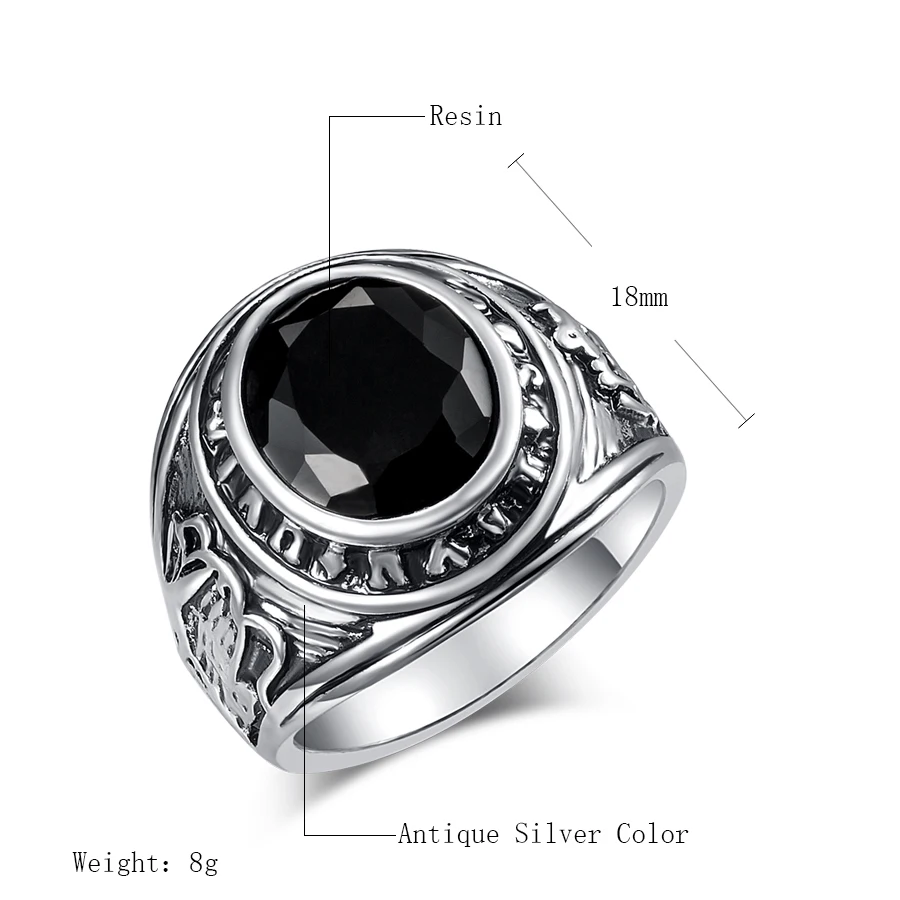 Мужское серебряное кольцо Wbmqda Винтажное в стиле панк черного цвета свадебные