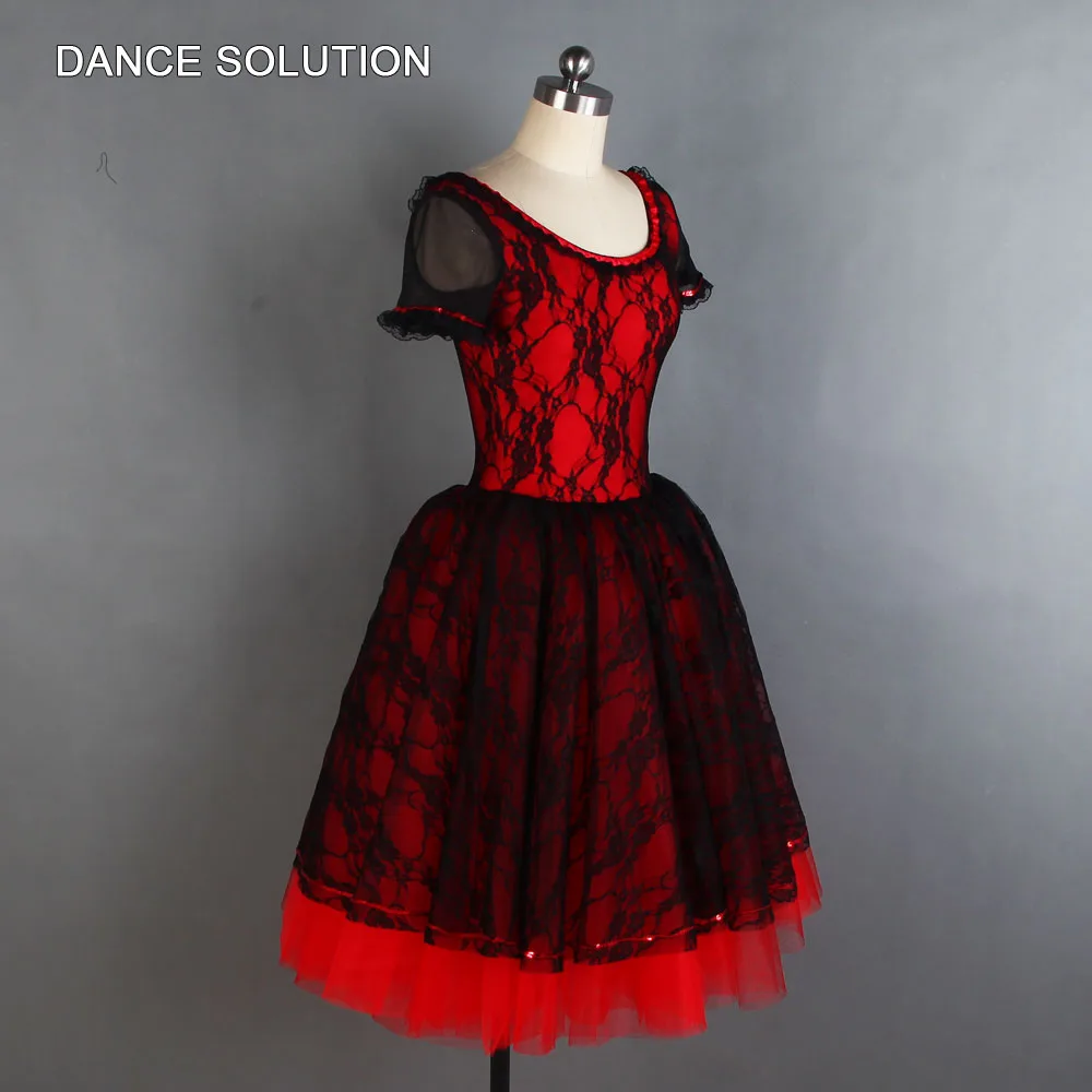 Романтическое балетное платье с красной планкой кружевом для детей и взрослых