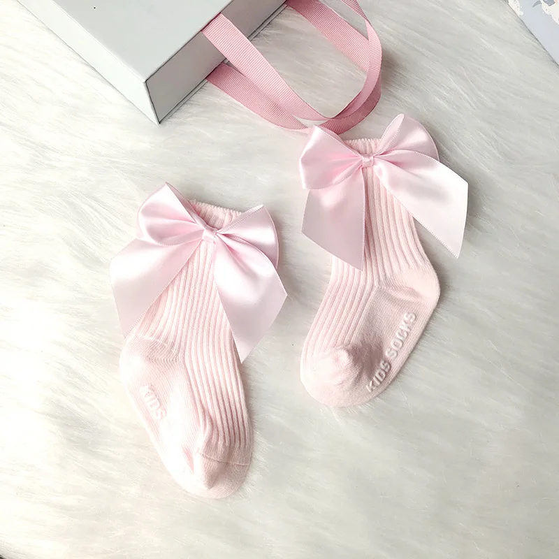 

Toddlers Baby Girls Socks With Bows Short Sock Soft Cotton Non-slip Newborn Birthday Gift Infant Princess Socken For 0-3 Years