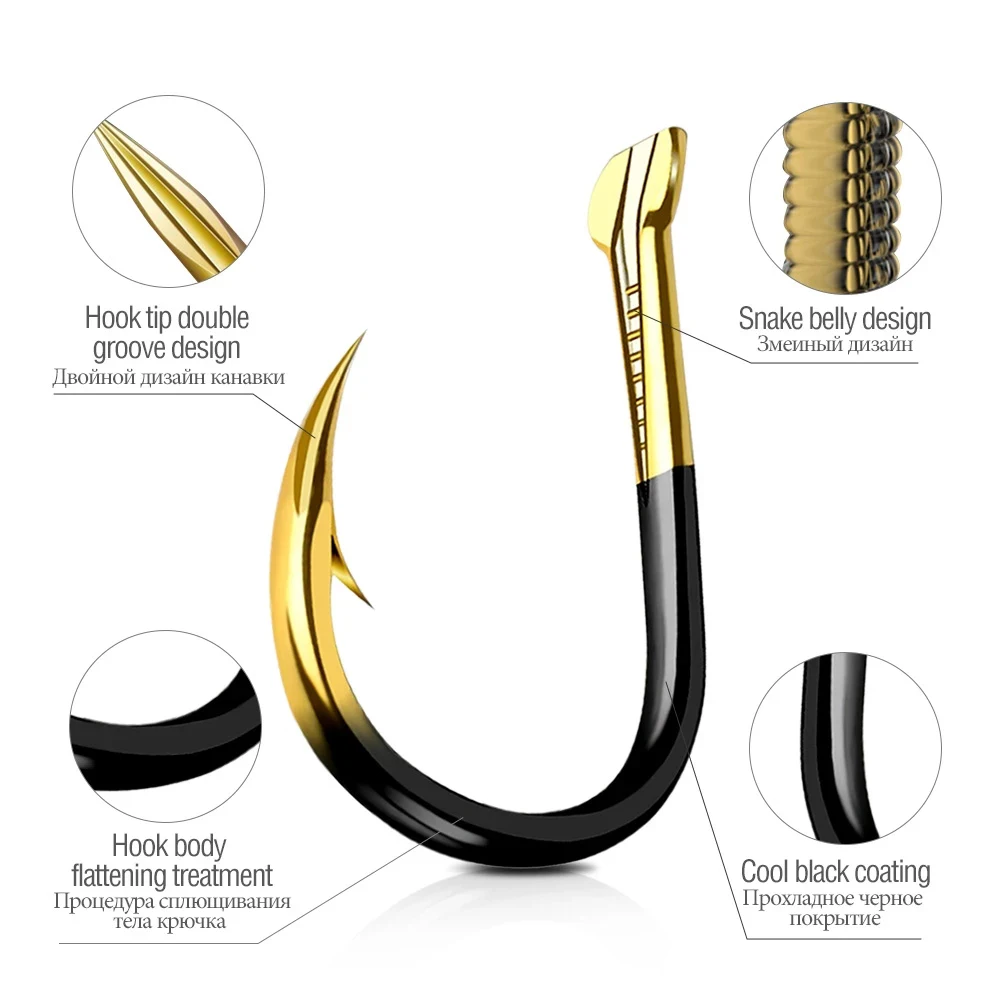 50pcs/lot Tungsten Steel Fishing Hooks Single Circle Fishhook Barbed Carp Fishing Hooks Sea Accessories Tackle