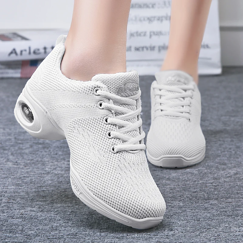 Кроссовки женские для джазовых танцев плетеная сетчатая обувь современных на