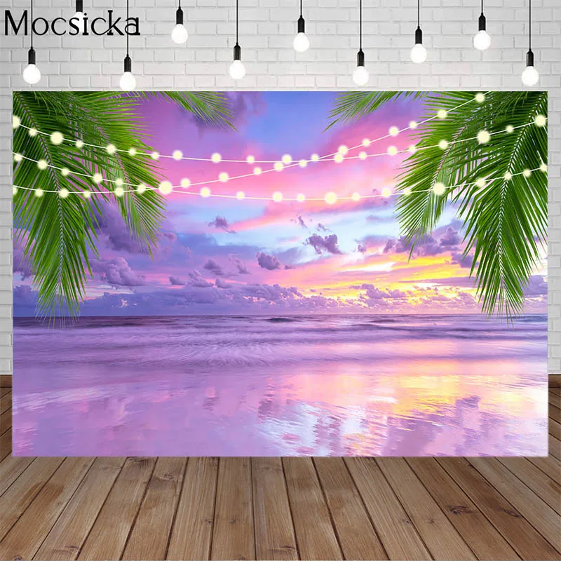 Розовый закат Гавайский праздник Пляж фон летняя тропическая морская фотография