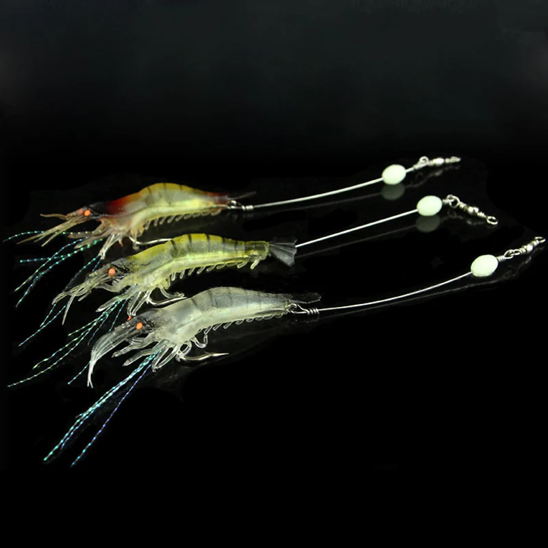 

3pcs 9cm Luminous Silicone Bait Simulation Soft Prawn Shrimp Fishing Bream Lure Hook Bait Crawfish