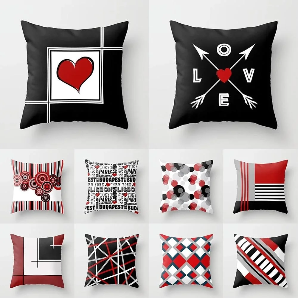 

Red Pillow Case Bedroom Living Room Car Seat Sofa Soft Cushion Cover Fashion Home Decorative Pillowcase Funda Cojín 45x45cm