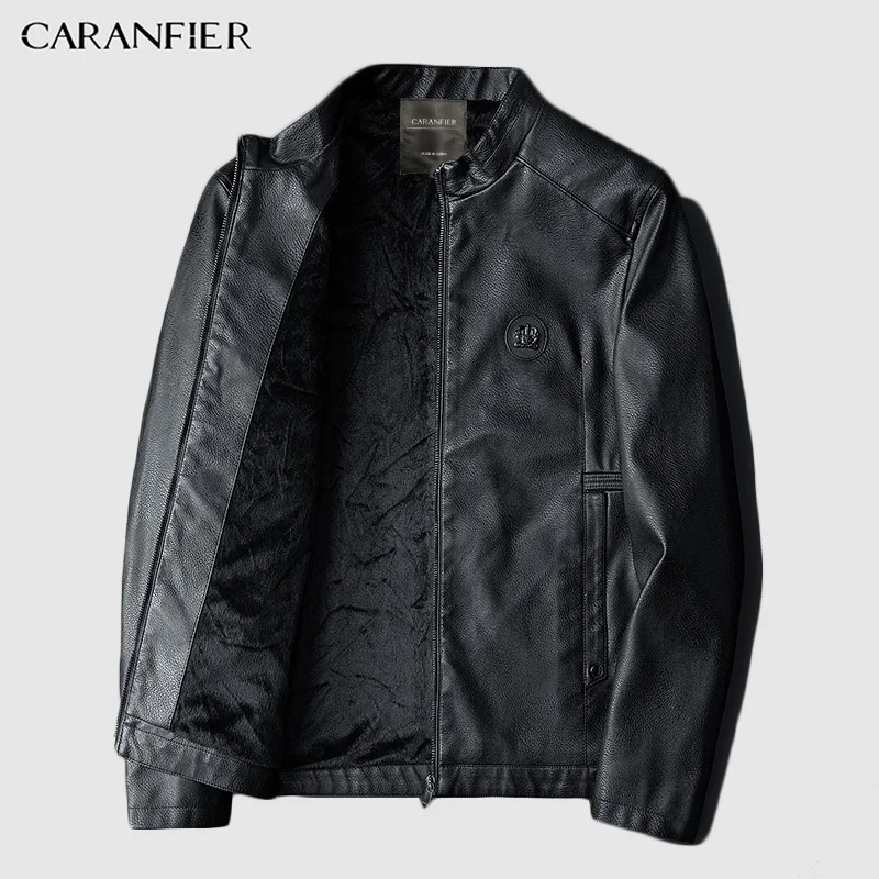 Бренд CARANFIER 2019 Осень зима повседневная куртка из искусственной кожи на молнии