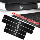 Автомобильные наклейки на порог из углеродного волокна, 4 шт., наклейки против царапин для Nissan Qashqai X J10 J11 Trail Tiida Juke NOTE Maxima