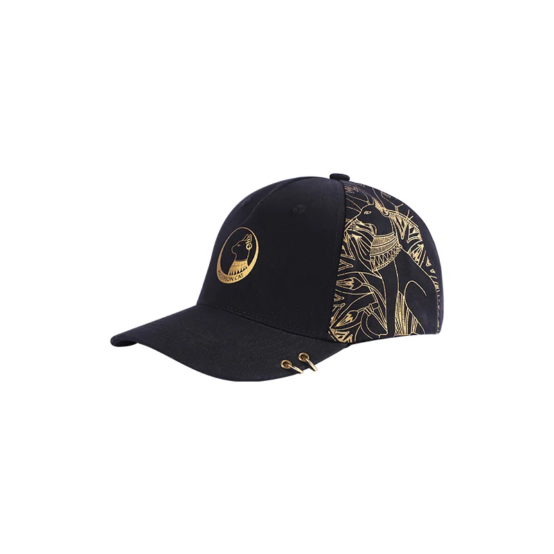 

British Museum Official Gaia Anderson Black & Cat Pattern Gold Peaked Cap Baseball Cap Cute Creative Trendy Cool Cap