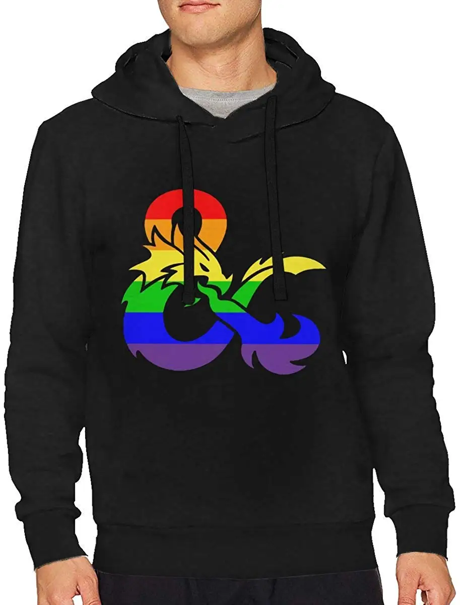 Мужской свитер с изображением флага подземелья и драконов модный капюшоном на