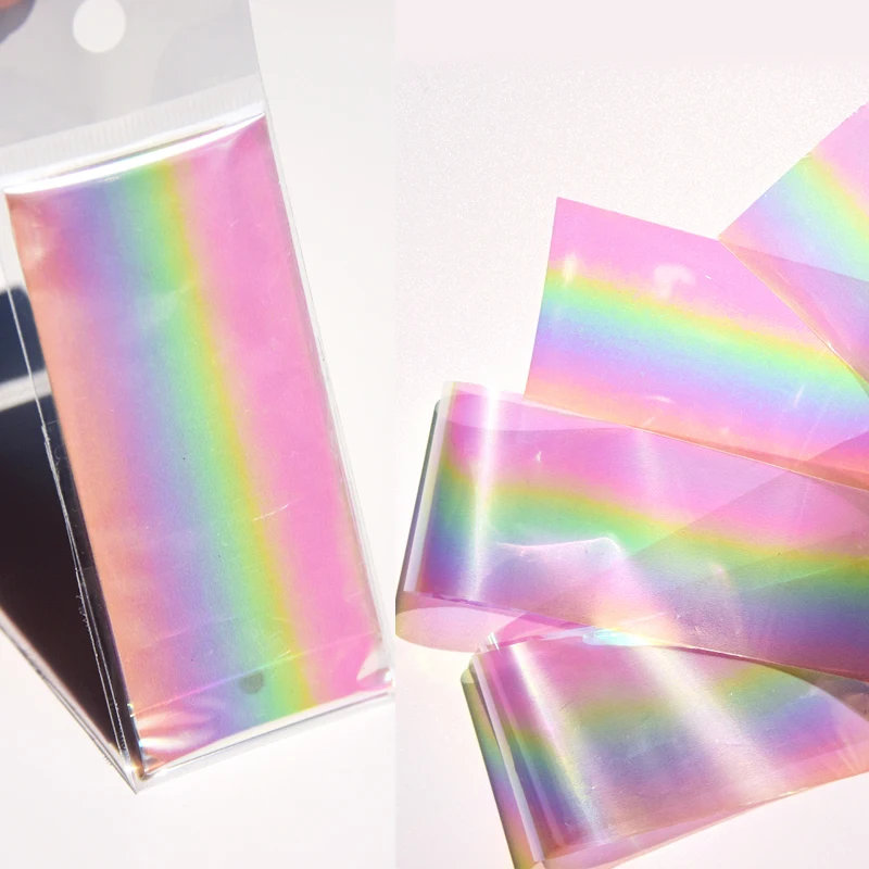 100 см градиентная Фольга для ногтей Аврора бумажная Радужная переводная фольга