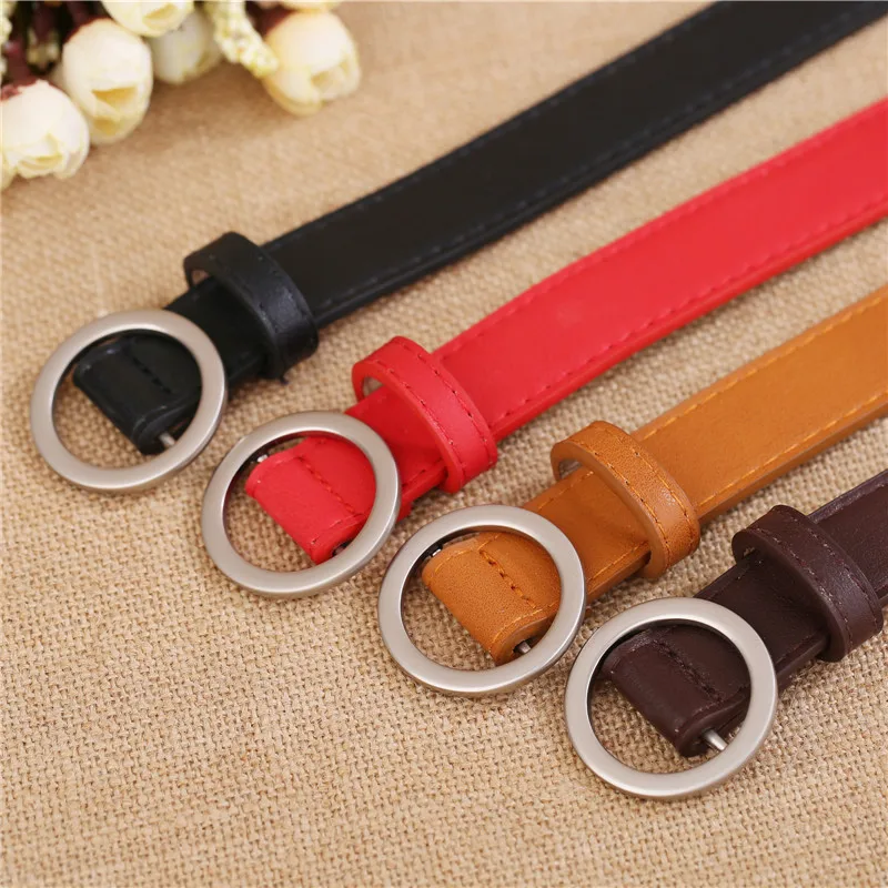 Ремень с круглой пряжкой без отверстий Женский студенческий простой