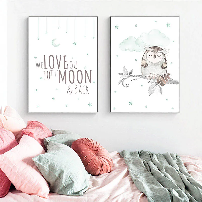 Лесной животный Сова детский постер художественный холст печать декоративная