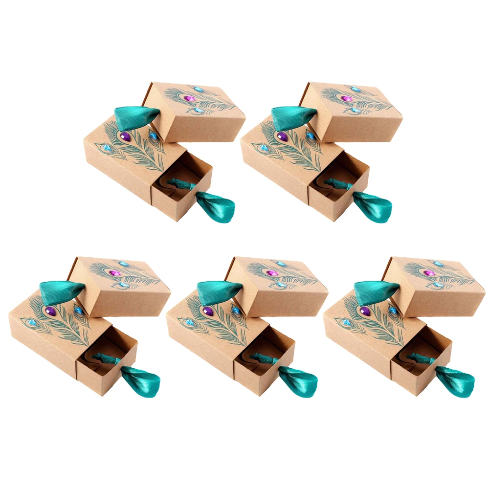 Коробки для конфет с павлиньими перьями 40 шт. ящик из крафт бумаги подарочные