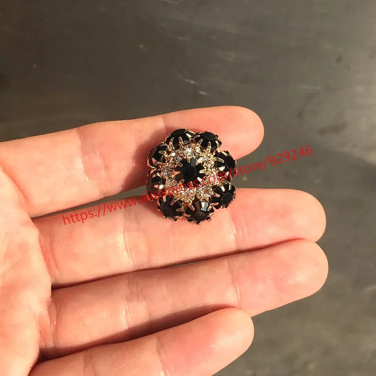 25 мм хрустальные золотые пуговицы для платья круглые черные Стразы женщин