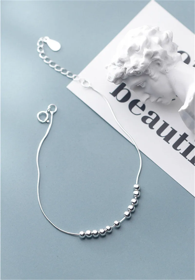 DAIWUJAN минималистичный 925 пробы серебряный глянцевый бисер очаровательные ножные