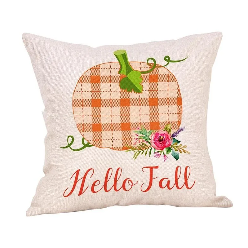

Cotton Linen Throw Pillow Covers Autumn Pumpkin Truck Pillow Decor Home Letter Print For Sofa Cushion U5E5