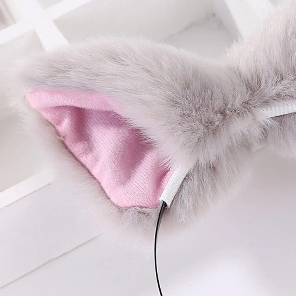 Женский ободок с помпонами из искусственного меха милый кошачьими ушками для