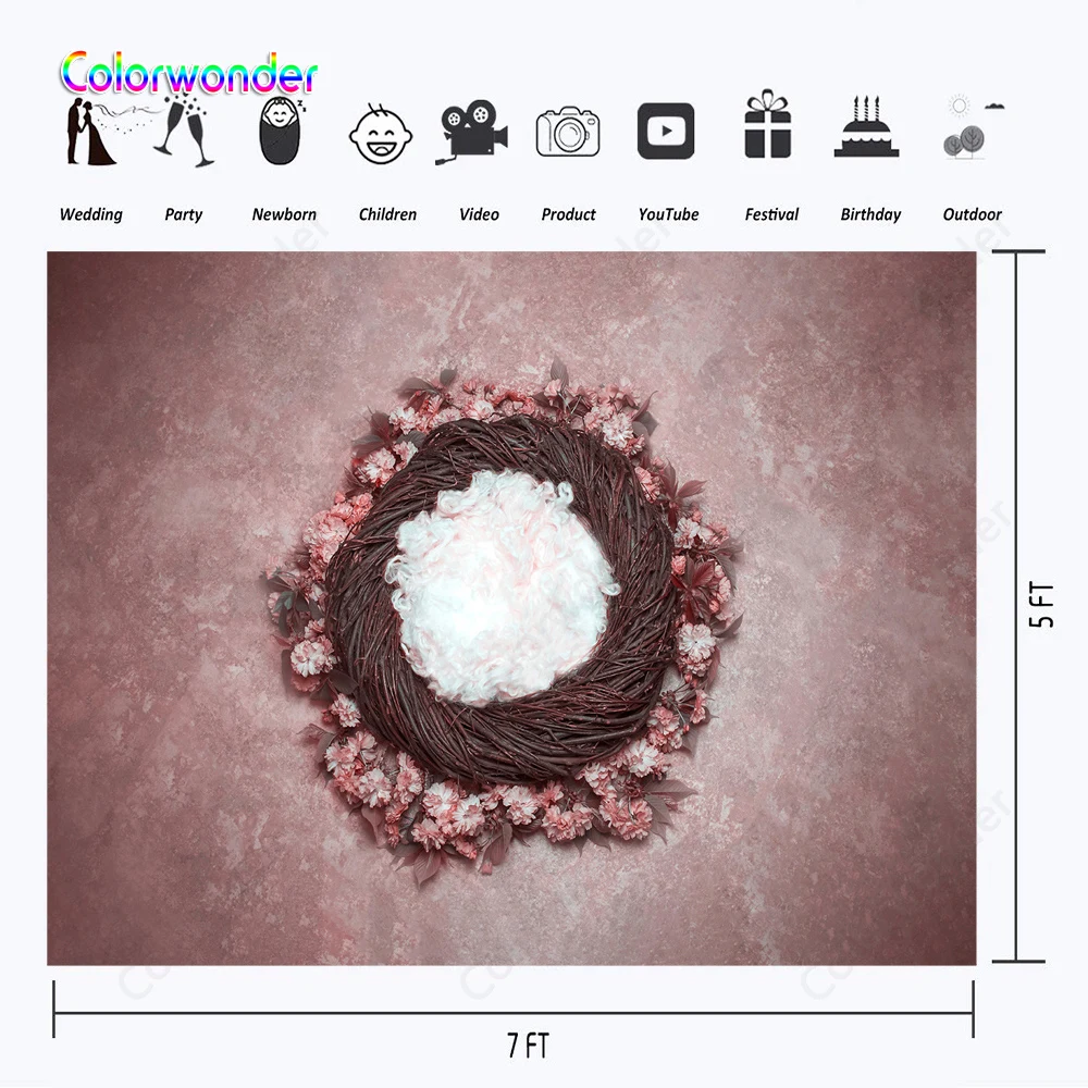 Colorwonder Marbling фоны милое маленькое гнездо для ребенка белый мех с ветками и розовые