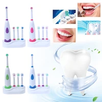 1 set electric toothbrush with 4 brush heads battery operated oral hygiene no rechargeable teeth brush