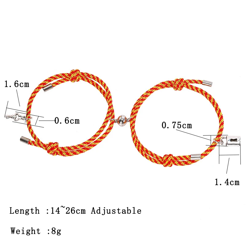 Магнитные Парные браслеты с замком для ключей влюбленных регулируемые дружбы