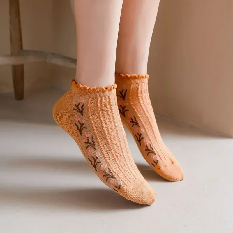 

Хлопковые женские носки на весну и лето, тонкие дышащие носки-лодочки для девочек, женские носки, модные носки для отдыха с принтом