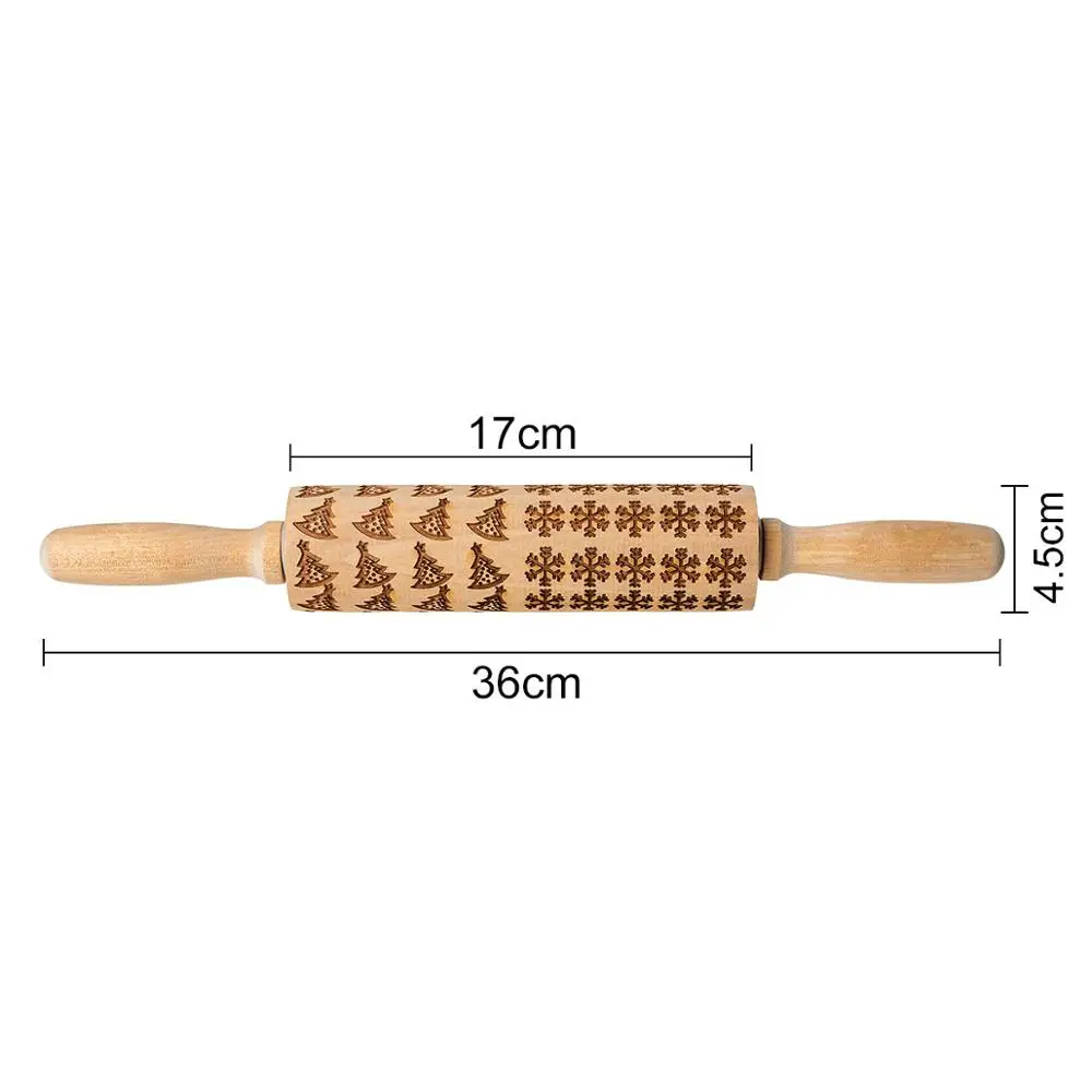 Рождественское тиснение рулонный штифт антипригарное помадное тесто валик для