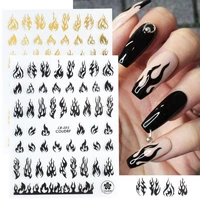 300setlot nail sticker 3d black white gold silver flame glue nail paste decoration nail art ha2242