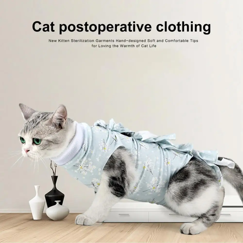 

Elastic Pretty Pet Cats Abdominal Wound Protector Suit Universal Pet Costume Stripes Pattern for Kitten