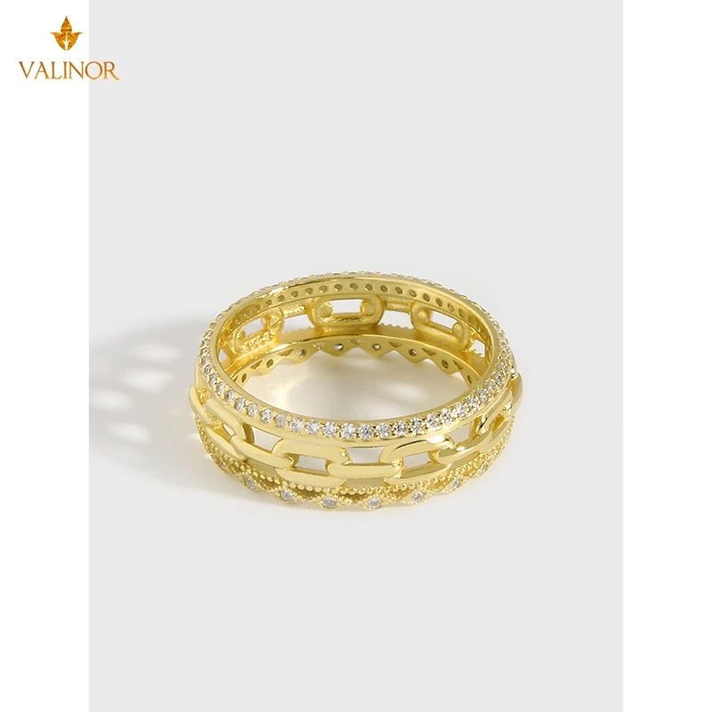

Cold wind light luxury simple chain zircon ring women 925 sterling silver DLGB146