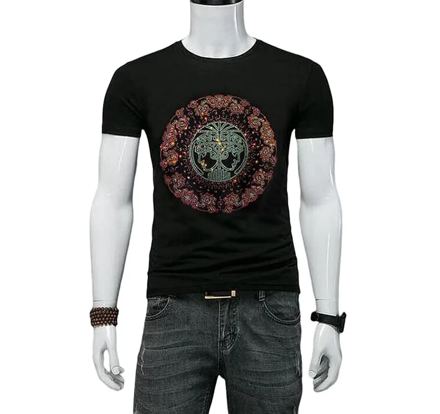 

Футболка мужская хлопковая стразы, с коротким рукавом, в стиле аниме, хип-хоп