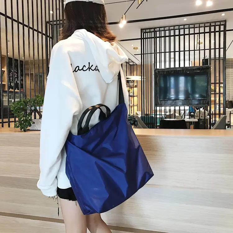 blue Многофункциональные женские нейлоновые сумки, модная Вместительная дорожная сумка, спортивные сумки через плечо для покупок, черные, синие сумки через плечо, LW0156 - Цвет: blue