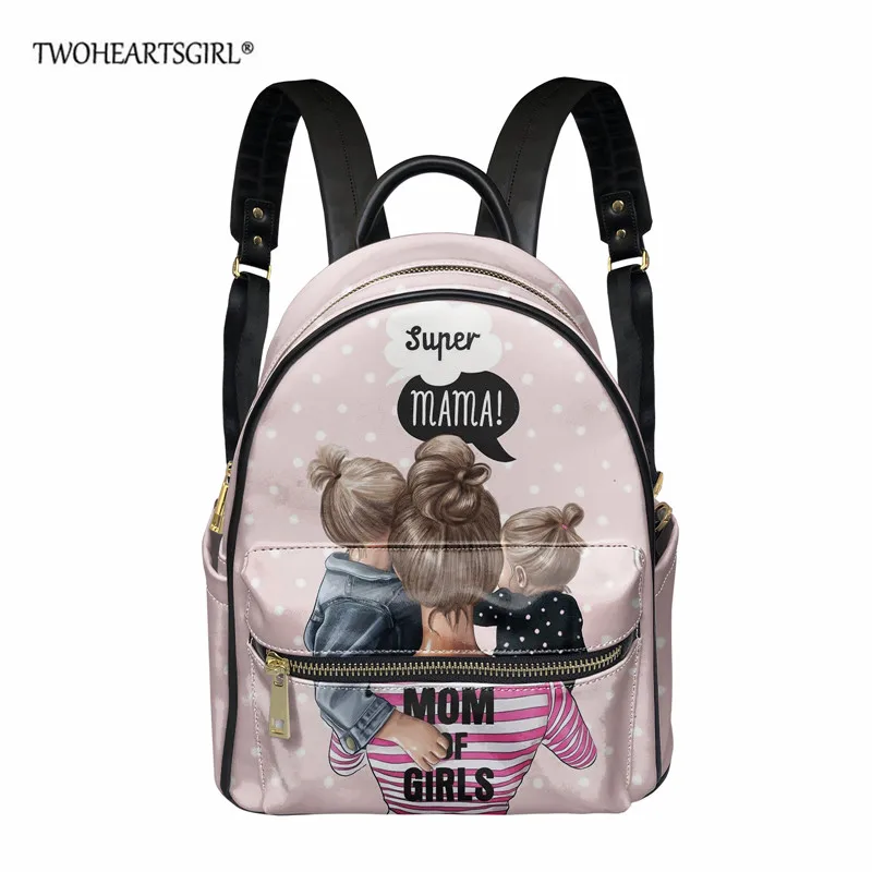 

Женский рюкзак twoheart sgirl из искусственной кожи с принтом Super Mom Baby, дорожная сумка для девочек-подростков, модный рюкзак